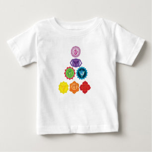 T-shirts Seven Chakra Yoga Baby Toddler Ruffle Tee, Branco