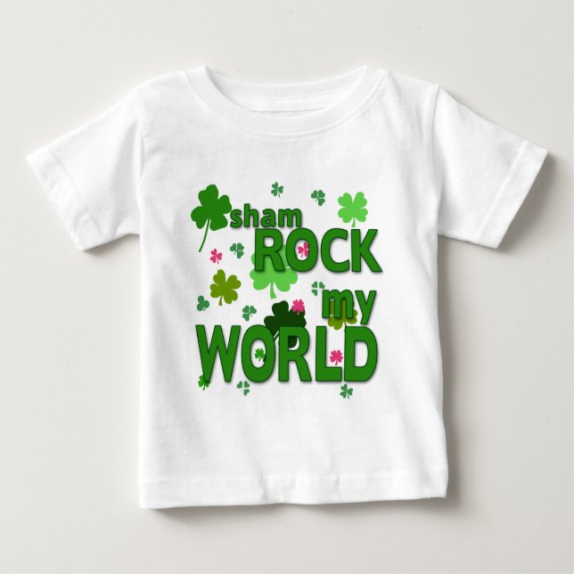 T-shirts Sham Rock My World com Shamrocks (Frente)
