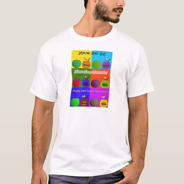 T-shirts Shana Tova - estilo bonito do pop art de Apple, do (Frente)