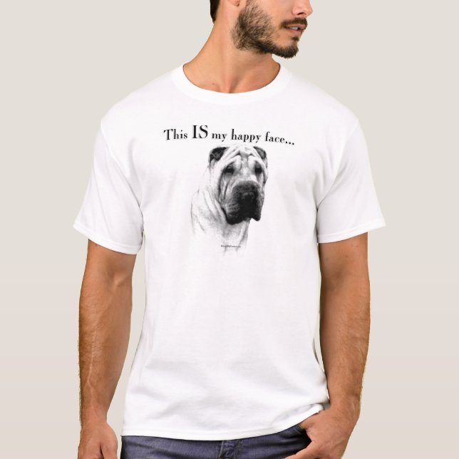 T-shirts Shar Pei Happy Face Chinês (Frente)