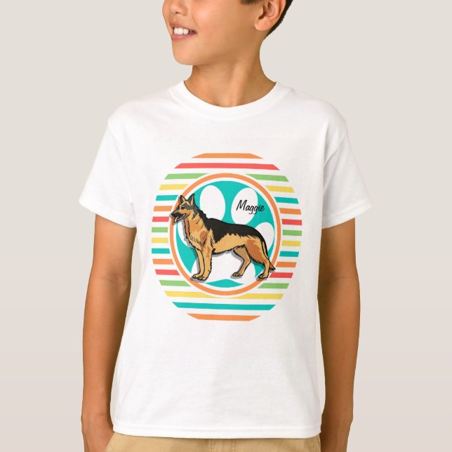 T-shirts Shepard Alemão; Bright Rainbow Stripes (Frente)