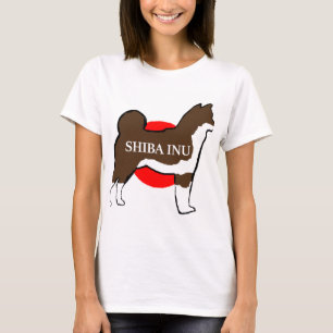 T-shirts shiba em nome da silhueta no sinalizador do Japão