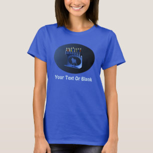 T-shirts Shiny Blue Chanukkah Menorah