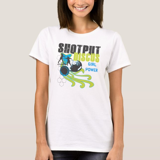 T-shirts Shotput e disco - hoodie do poder da menina (Frente)