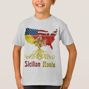 T-shirts Sicilian Roots USA Flag Heritage