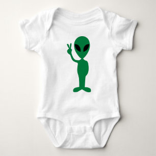 T-shirts Silhouette Alienígena de Homem Verde da Paz