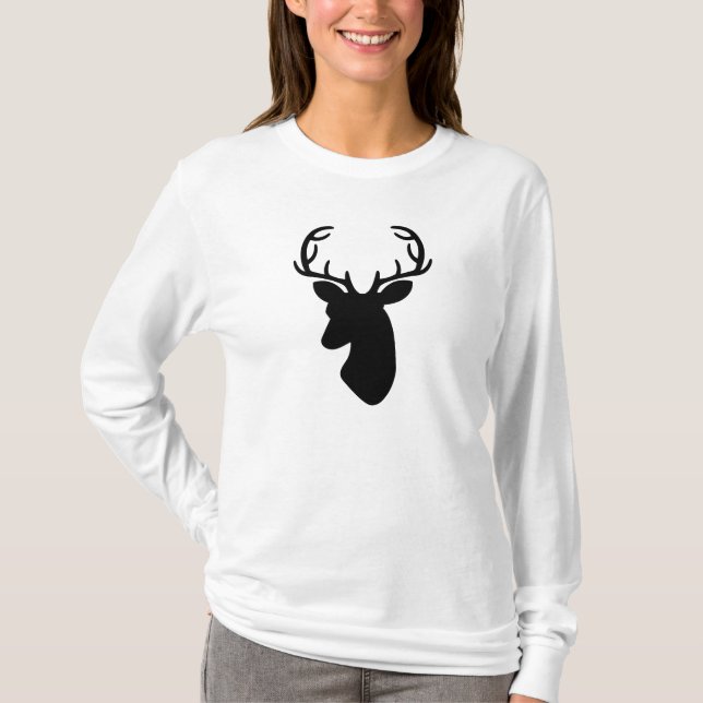 T-shirts Silhouette Black Deer Head (Frente)