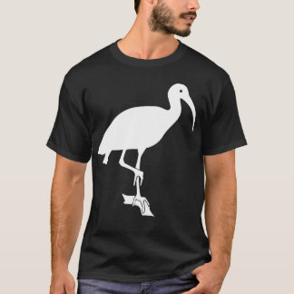 T-shirts Silhueta branca do pássaro dos íbis empoleirada na