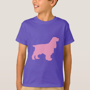 T-shirts Silhueta de cocker spaniel no rosa