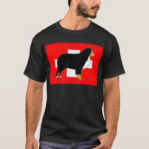 T-shirts silhueta do cão de montanha bernês na bandeira beg