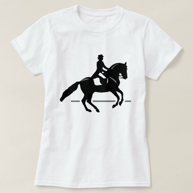 T-shirts Silhueta do Equestrian do adestramento do cavalo (Frente do Design)