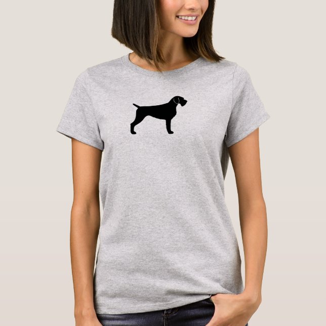 T-shirts Silhueta do Pointer Alemão de Pelo Cabeludo (Frente)