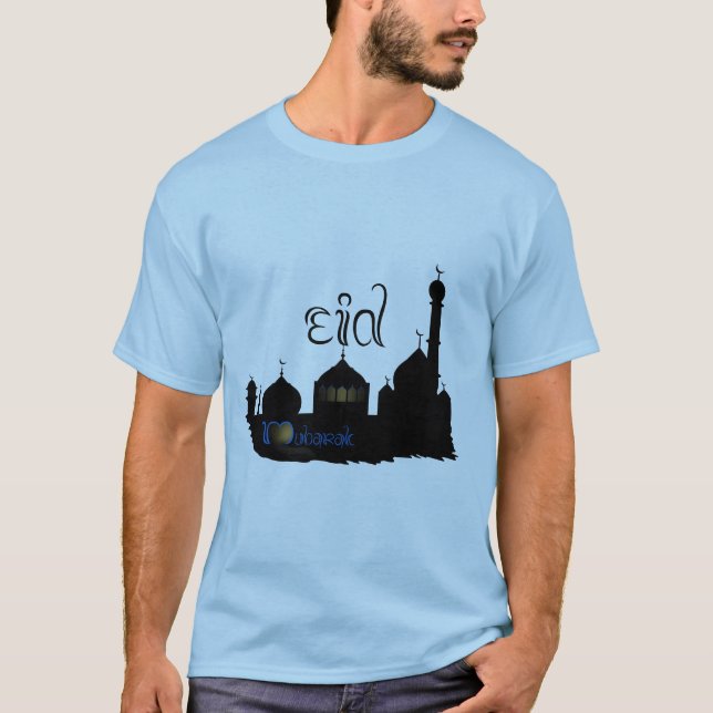 T-shirts Silhueta Mesquita Eid Mubarak - Camisa-T masculino (Frente)