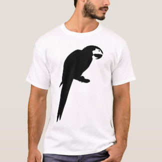 T-shirts Silhueta preta do pássaro do papagaio do Macaw