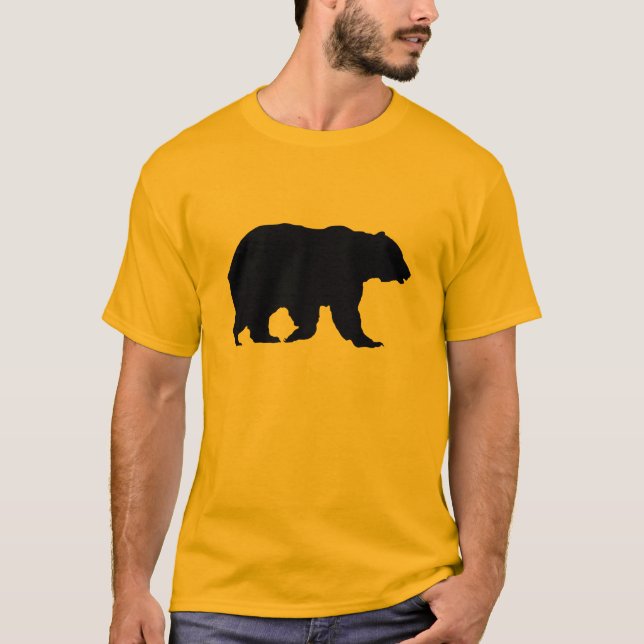 T-shirts Silhueta preta para passeio de urso cinza (Frente)