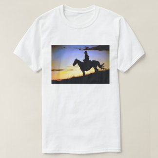 T-shirts Silhueta Sunset do Cowboy Ocidental