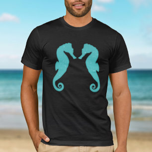 T-shirts Silhuetas marinhas Aqua azul Simples náutica