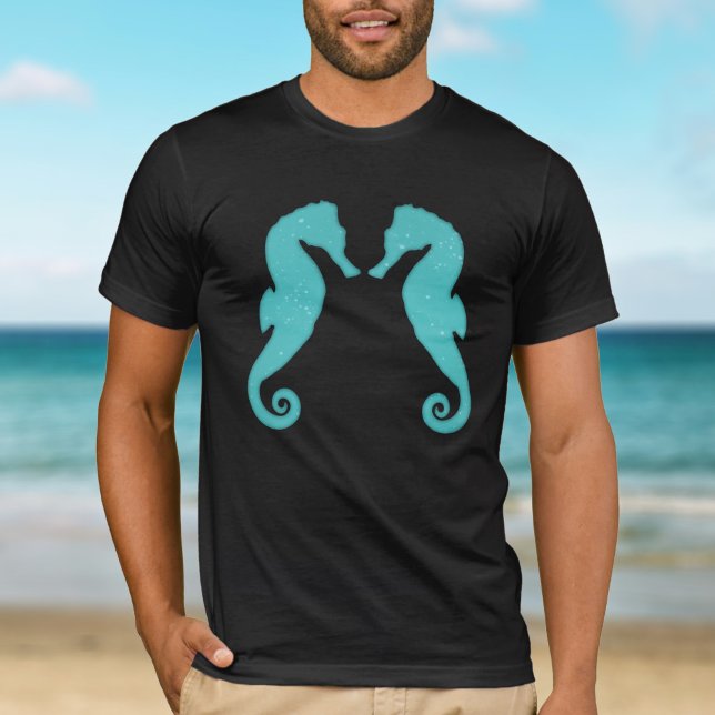 T-shirts Silhuetas marinhas Aqua azul Simples náutica (Criador carregado)
