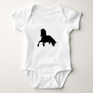 T-shirts Silhuette de Cavalo Branco Negro Corrente