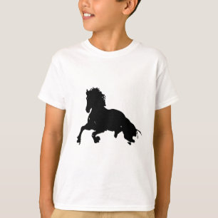 T-shirts Silhuette de Cavalo Branco Negro Corrente