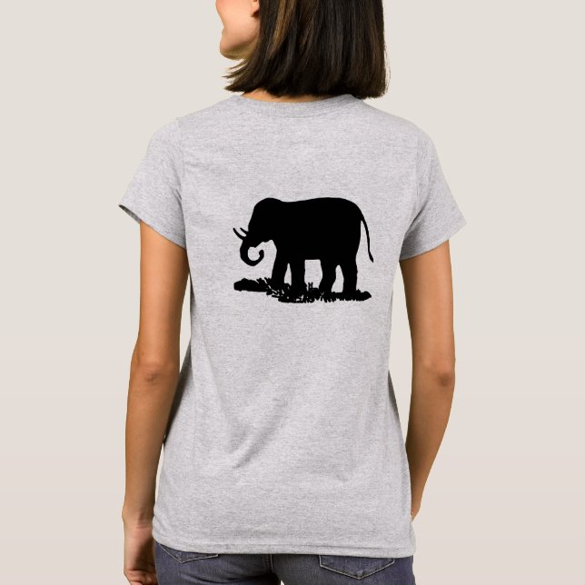 T-shirts Silhuette de Elefante Preto e Branco (Verso)