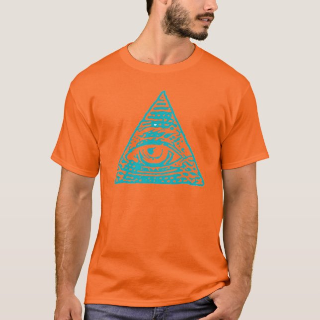 T-shirts Símbolo astral da pirâmide de Illuminati do olho (Frente)