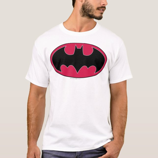 T-shirts Símbolo Batman | Logotipo preto vermelho (Frente)