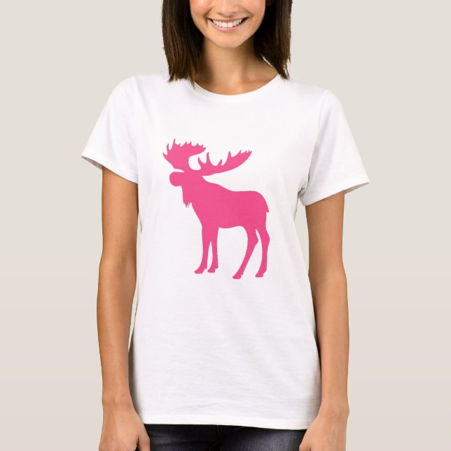 T-shirts Símbolo cor-de-rosa simples dos alces (Frente)