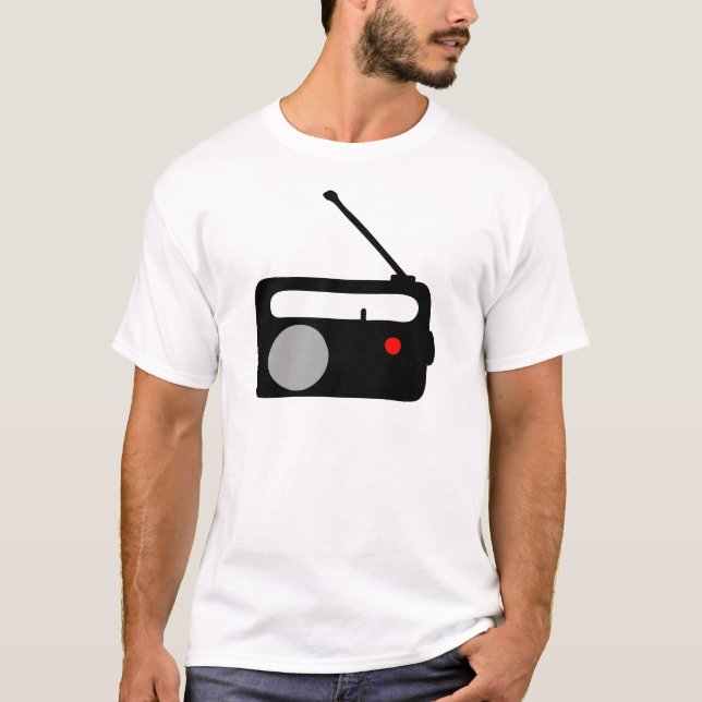 T-SHIRTS SÍMBOLO DE RÁDIO DO PRETO DO TRANSISTOR (Frente)