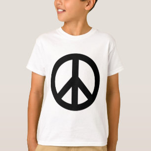 T-shirts Símbolo de Sinal de Paz Branco Preto