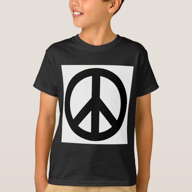 T-shirts Símbolo de Sinal de Paz Branco Preto (Frente)