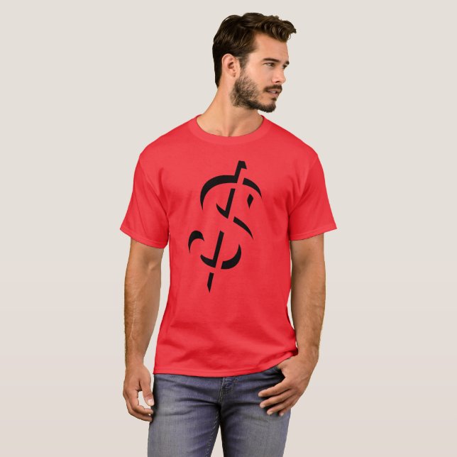 T-shirts Símbolo Dólar original 3D estilo design de contorn (Frente Completa)