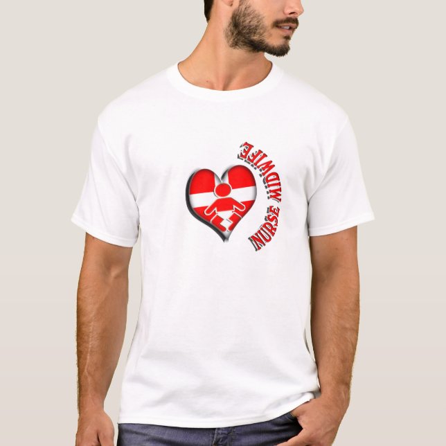 T-SHIRTS SÍMBOLO MÉDICO DO CORAÇÃO DA PARTEIRA DA (Frente)