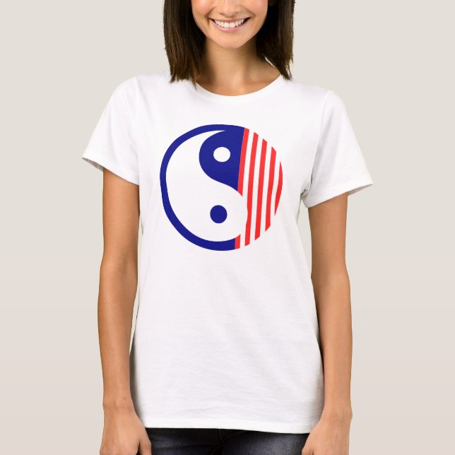 T-shirts Símbolo Red White e Blue Yin Yang (Frente)