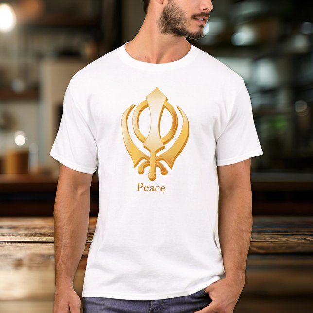 T-shirts Símbolo Sikh (Gold Khanda, symbol of the Sikh religion. Customize with your name, organization, event or message. )