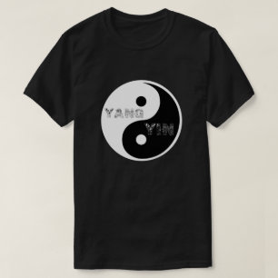 T-shirts Símbolo Taijitu Yin e Yang circular a preto