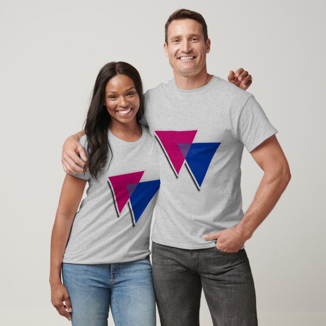 T-SHIRTS SÍMBOLO TRIÂNGULO BISEXUAL 3D (Unissex)