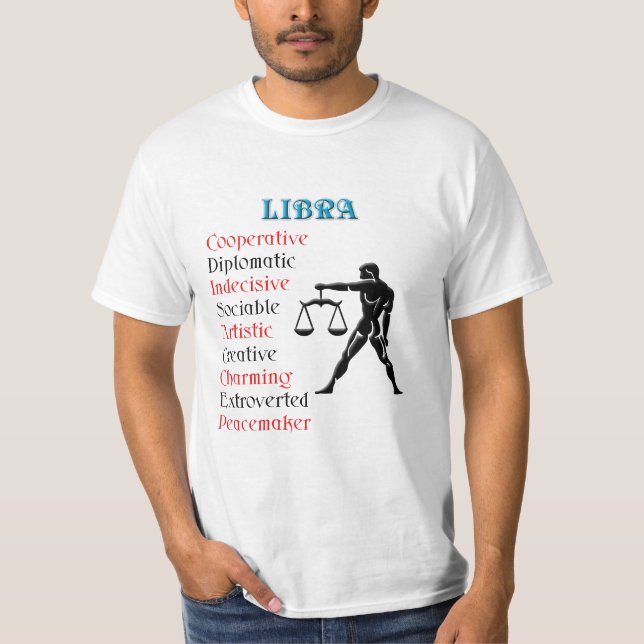 T-shirts Símbolo Zodiodítico Libra Horoscópio (Frente)
