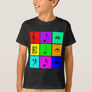 T-shirts símbolos de música brilhantes