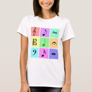 T-shirts símbolos de música pastel