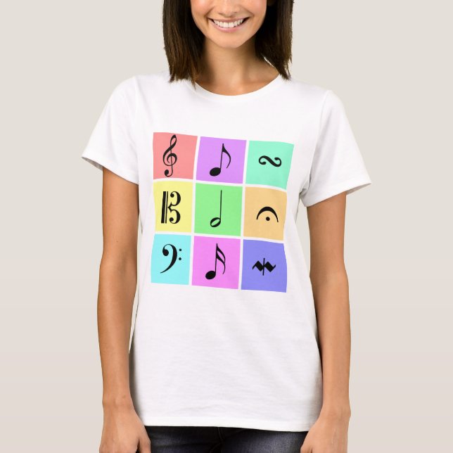 T-shirts símbolos de música pastel (Frente)