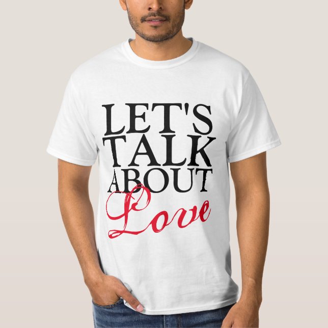 T-shirts Simplesmente design de texto "FALAR SOBRE O AMOR" (Frente)