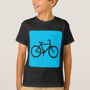 T-shirts Sinal da bicicleta - azul-céu
