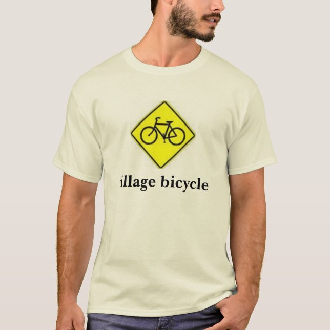 T-shirts sinal da bicicleta, bicicleta da vila (Frente)