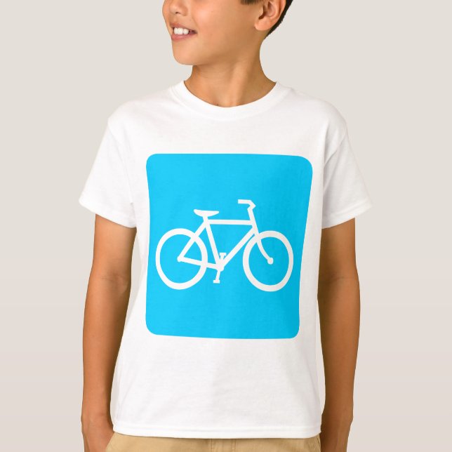 T-shirts Sinal de Bicicleta - Azul-Céu (Frente)