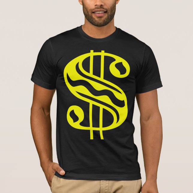 T-shirts Sinal de Dólar - Amarelo (Frente)