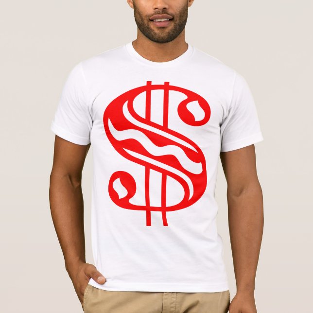 T-shirts Sinal de Dólar - Vermelho (Frente)