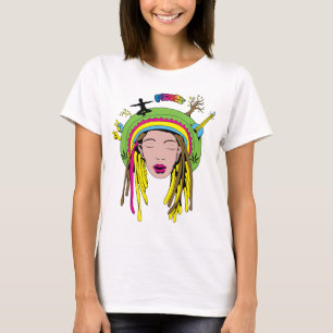 T-shirts Sinal de paz ~ 60 anos Hippie Girl Tie Dye