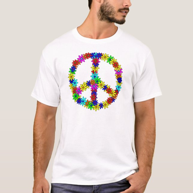 T-shirts Sinal de paz da flor do amor (Frente)