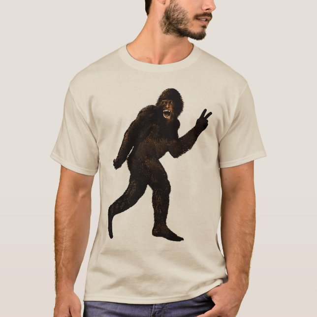 T-shirts Sinal de paz de Bigfoot Sasquatch (Frente)